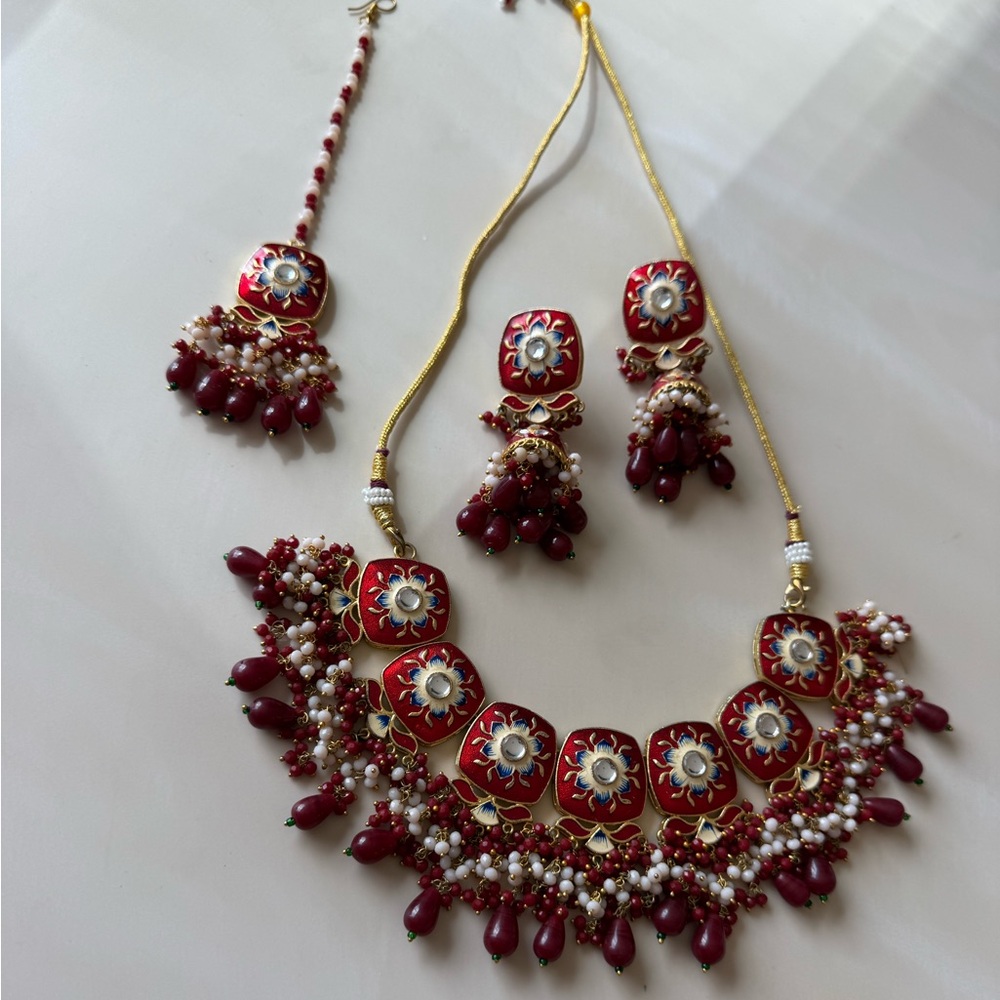 Indian Red and Gold Jewelry Set